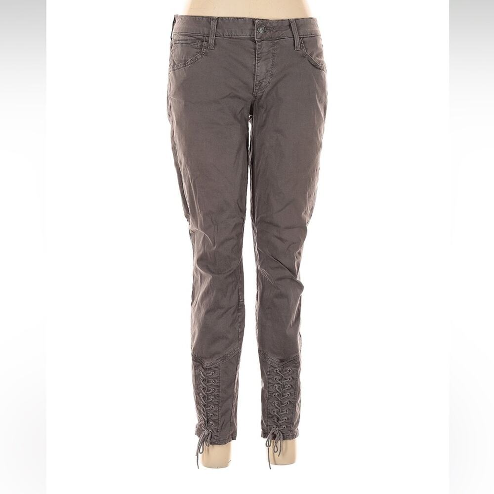Vince Women Size 28 Gray Lace Up Whipped Skinny Pants Mink Stretch